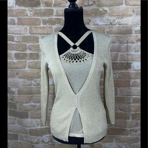 🆕August Silk knits Gold Shimmering Top size M